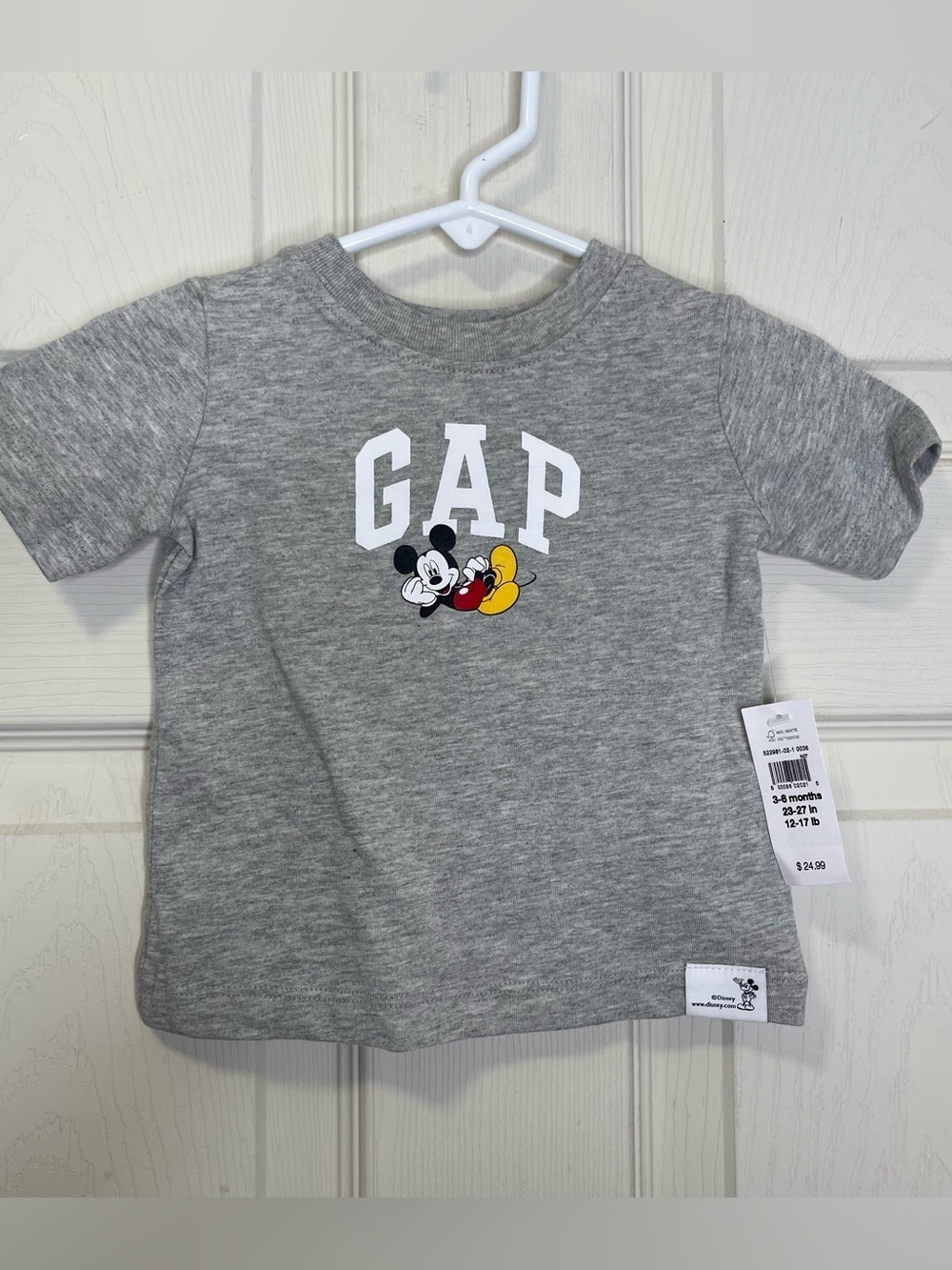 Gap x  Disney Grey Mickey Mouse Logo T Shirt Sz 3-6 Toddler